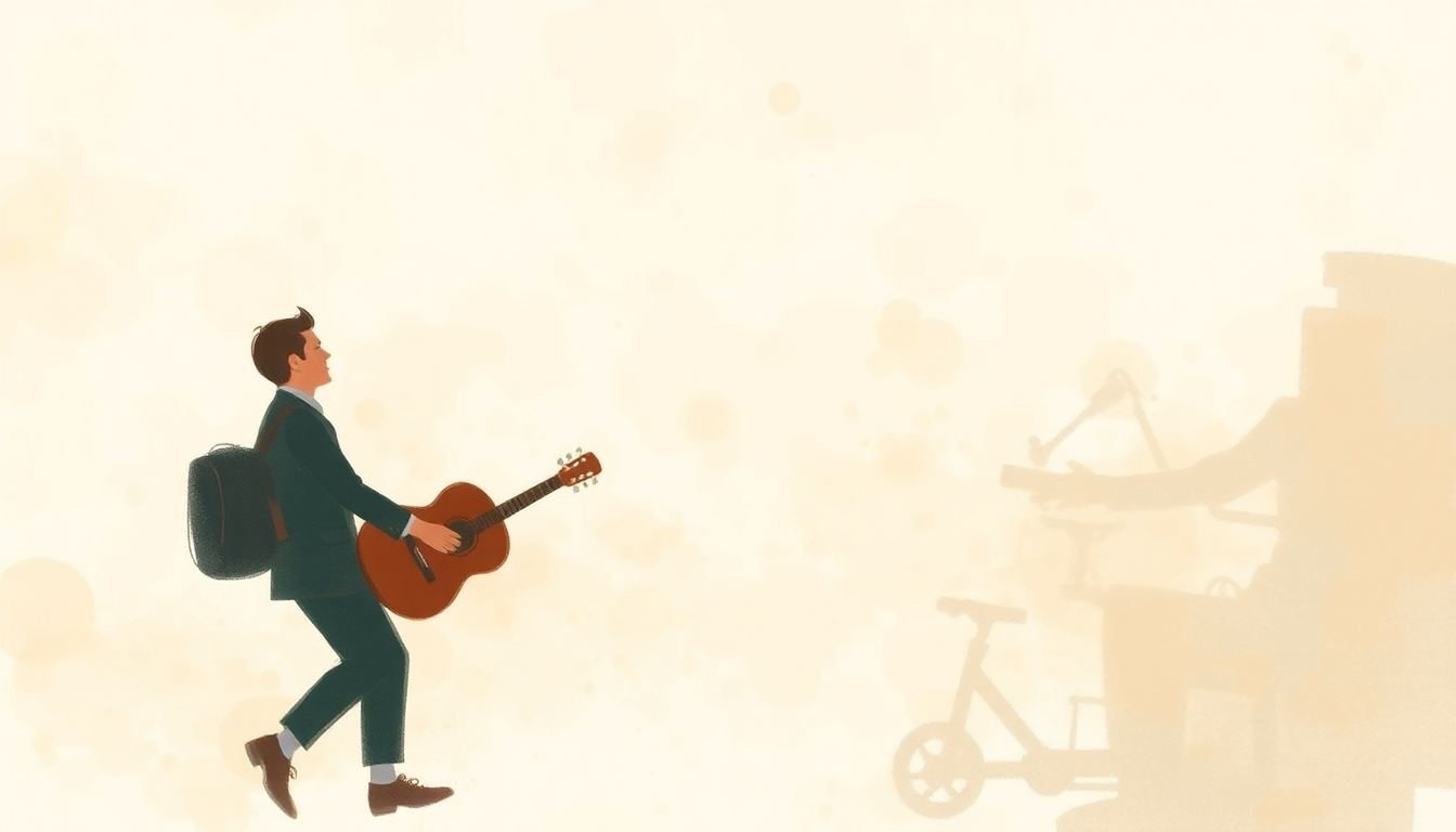 Fan-driven abstract illustration evoking the emotional arc of It's So Easy by Buddy Holly