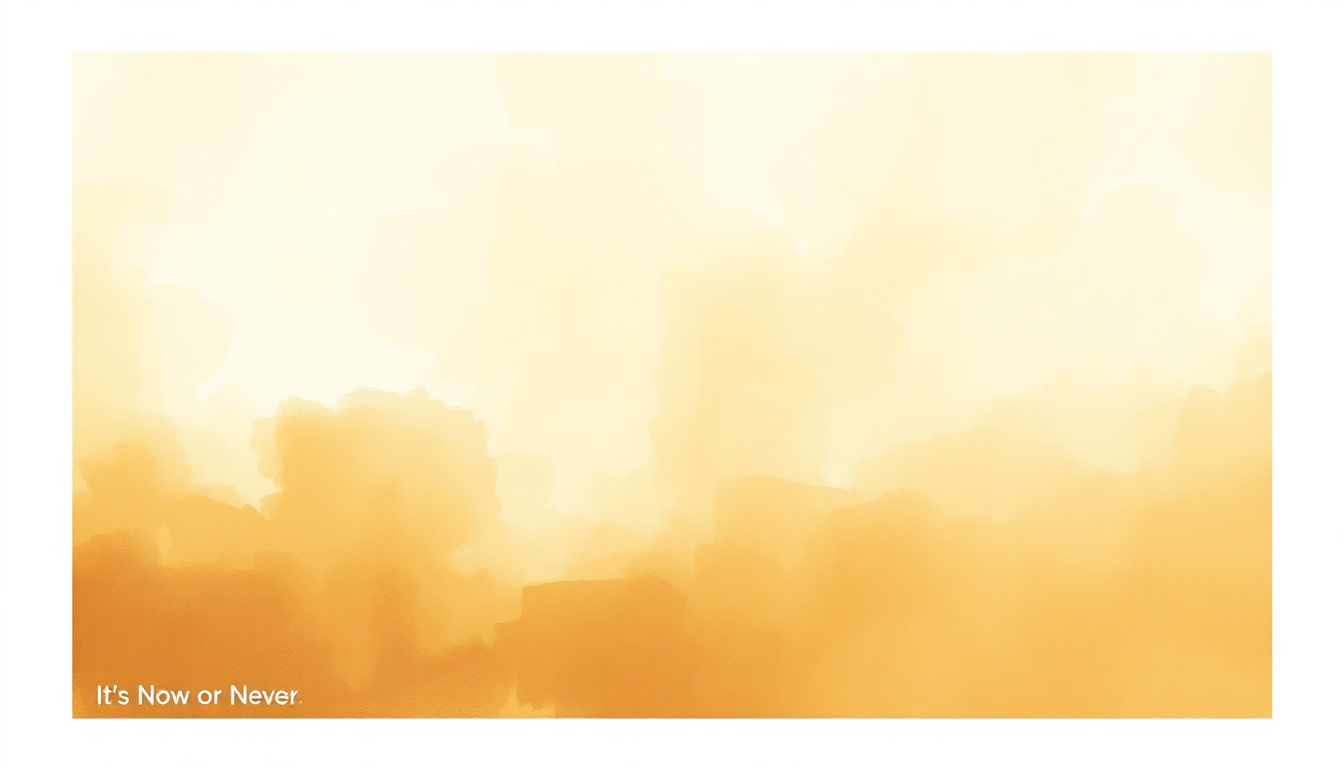 Fan-driven abstract illustration evoking the emotional arc of It's Now or Never by Elvis Presley