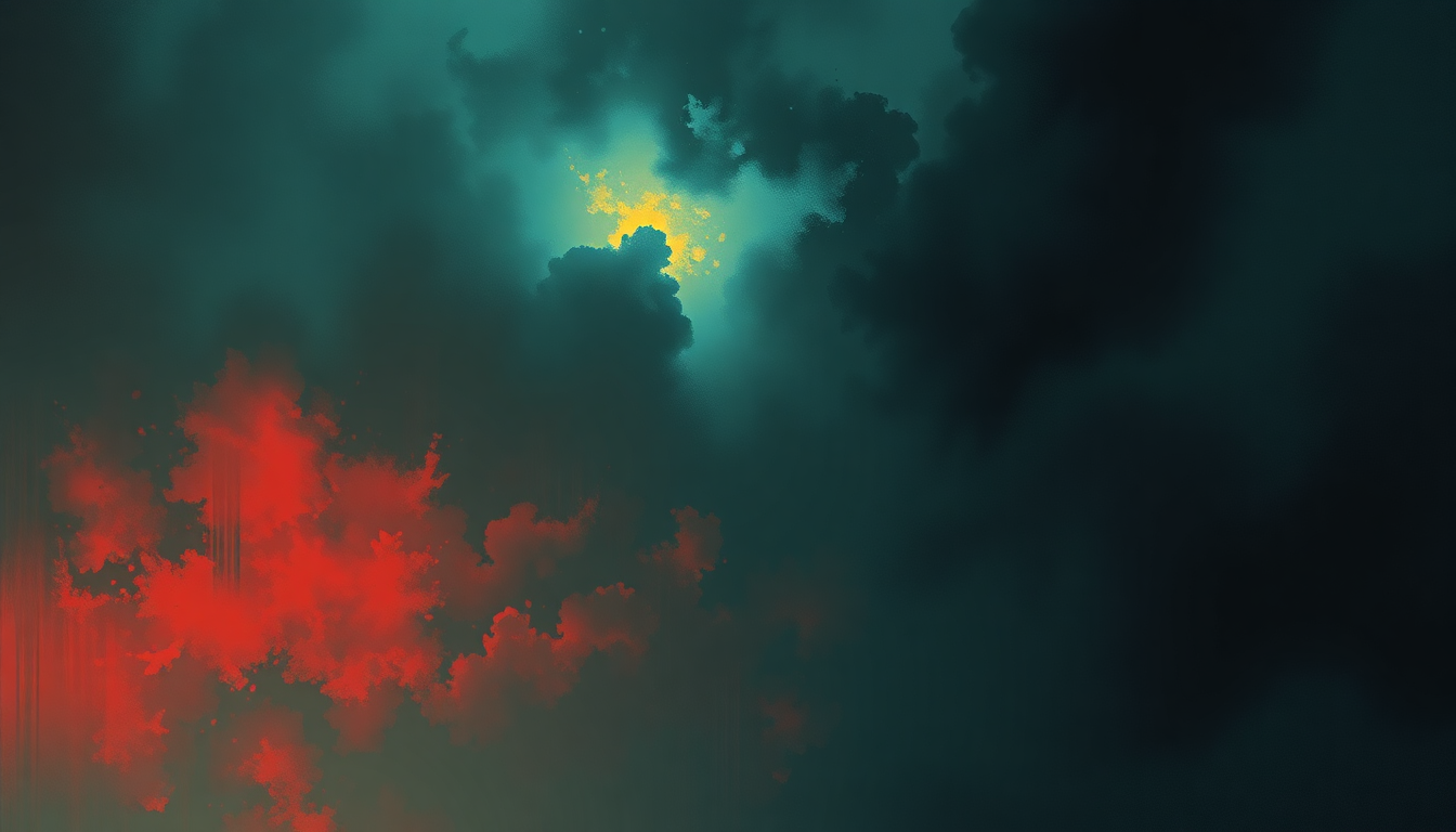 Fan-driven abstract illustration evoking the emotional arc of Janie's Got a Gun by Aerosmith