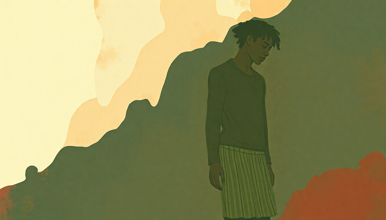 Fan-driven abstract illustration evoking the emotional arc of Joko by Youssou NDour