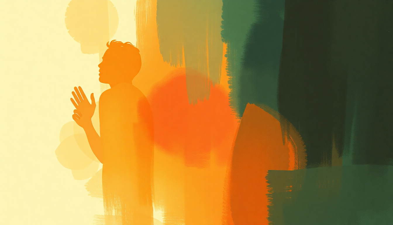 Fan-driven abstract illustration evoking the emotional arc of Joy Spring by Clifford Brown