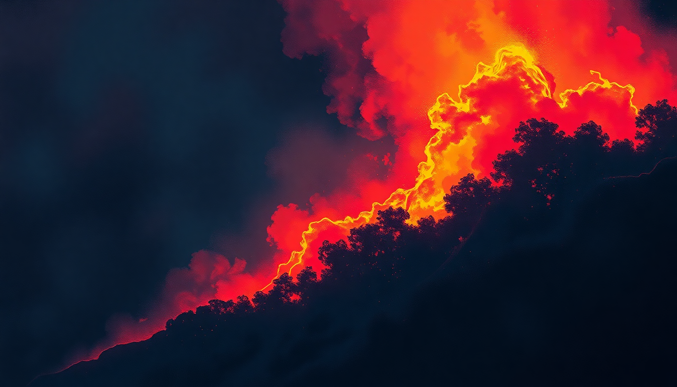 Fan-driven abstract illustration evoking the emotional arc of Jump in the Fire by Metallica
