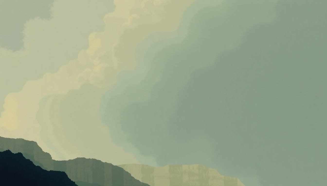 Fan-driven abstract illustration evoking the emotional arc of Kerala by Bonobo