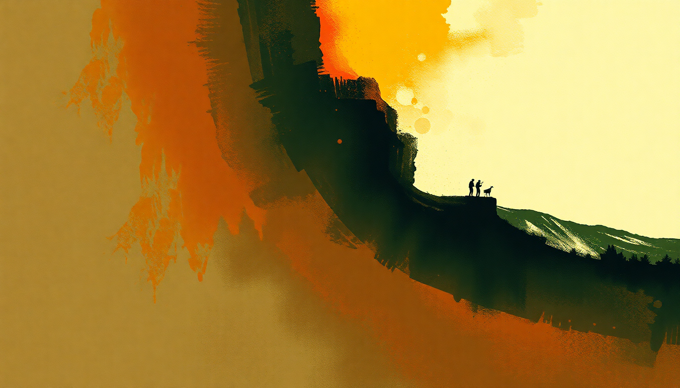 Fan-driven abstract illustration evoking the emotional arc of Khawuleza by Miriam Makeba