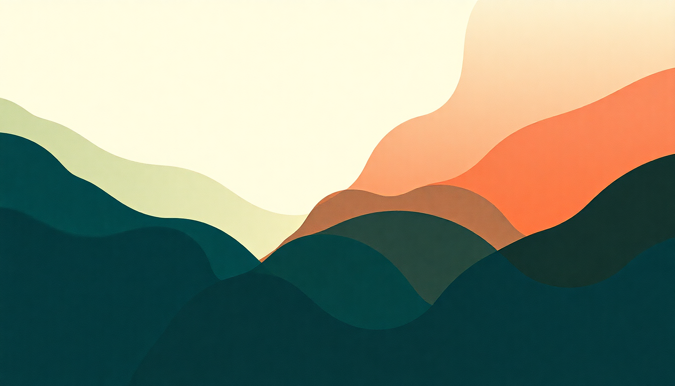 Fan-driven abstract illustration evoking the emotional arc of Kiara by Bonobo