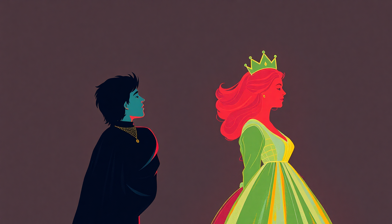 Fan-driven abstract illustration evoking the emotional arc of The King and Queen of America by Eurythmics