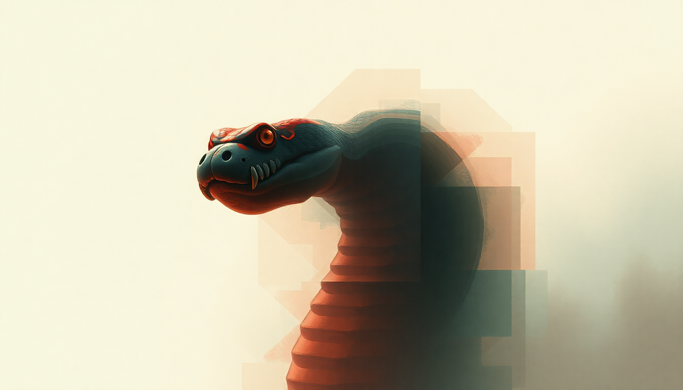 Fan-driven abstract illustration evoking the emotional arc of King of Snake by Underworld