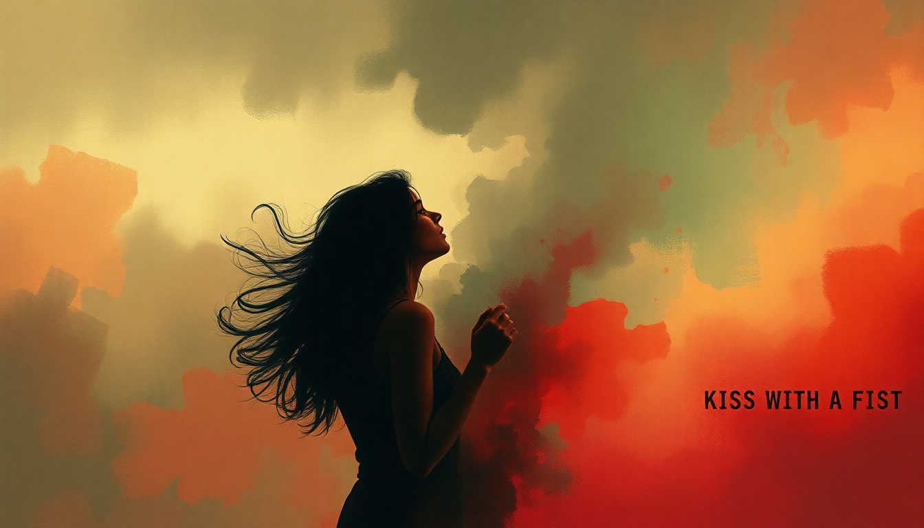 Fan-driven abstract illustration evoking the emotional arc of Kiss with a Fist by Florence + the Machine
