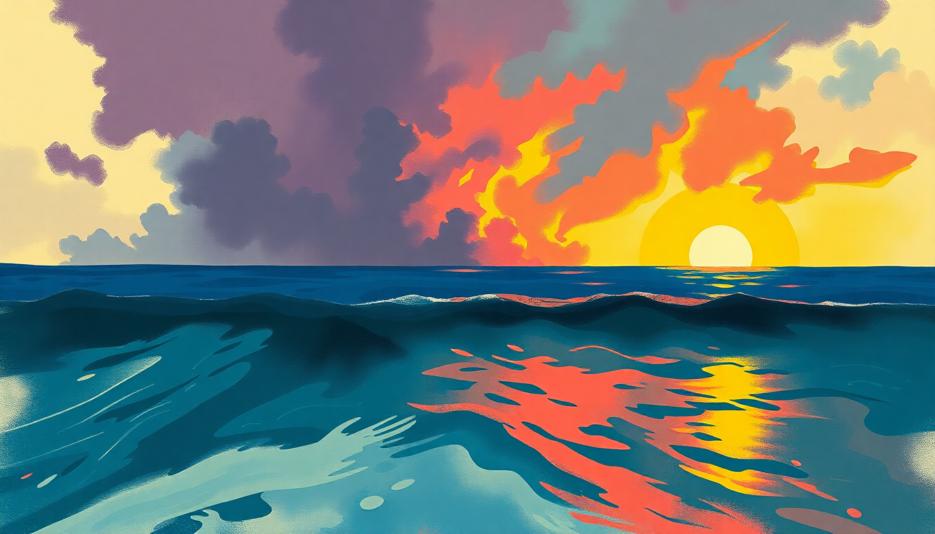 Fan-driven abstract illustration evoking the emotional arc of (Not Just) Knee Deep by Funkadelic