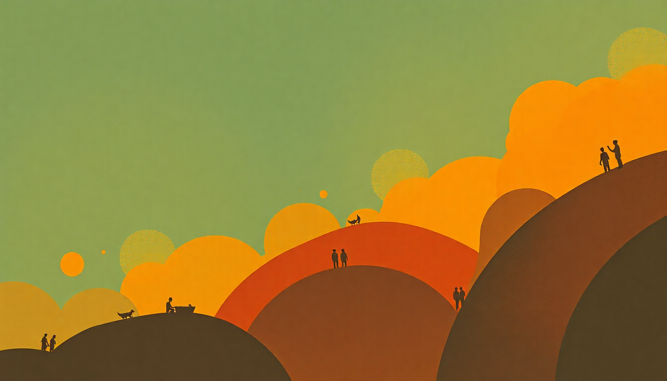 Fan-driven abstract illustration evoking the emotional arc of Ko-Ko by Duke Ellington