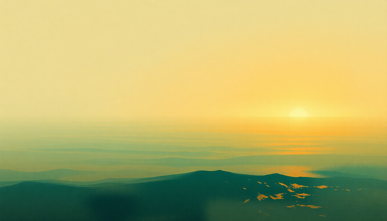 Fan-driven abstract illustration evoking the emotional arc of La Mer by Claude Debussy