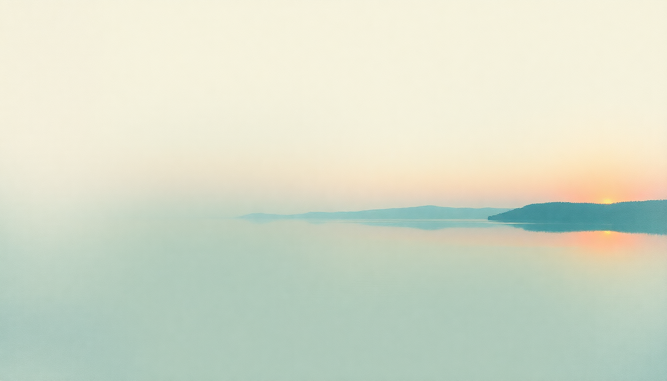 Fan-driven abstract illustration evoking the emotional arc of Lake Marie by John Prine