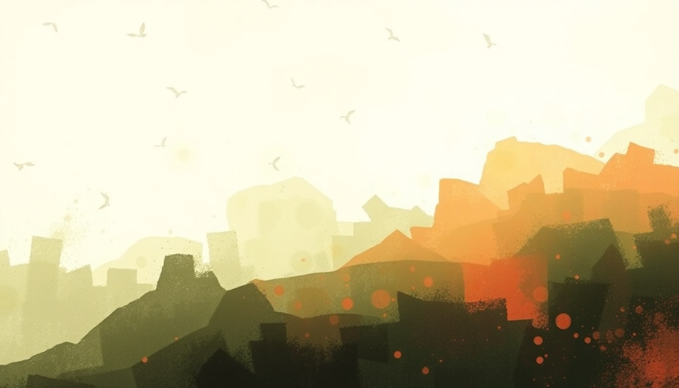 Fan-driven abstract illustration evoking the emotional arc of Lampshades on Fire by Modest Mouse