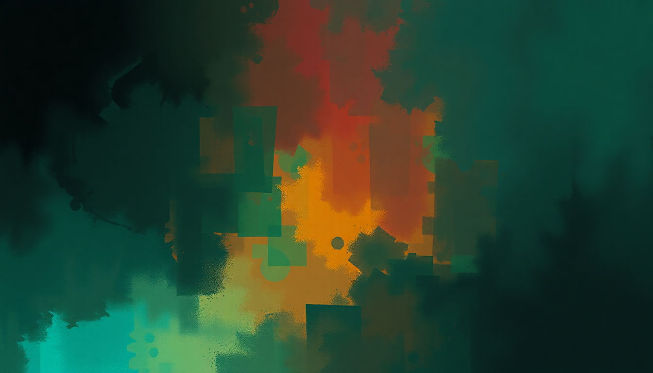 Fan-driven abstract illustration evoking the emotional arc of Land of Confusion by Genesis