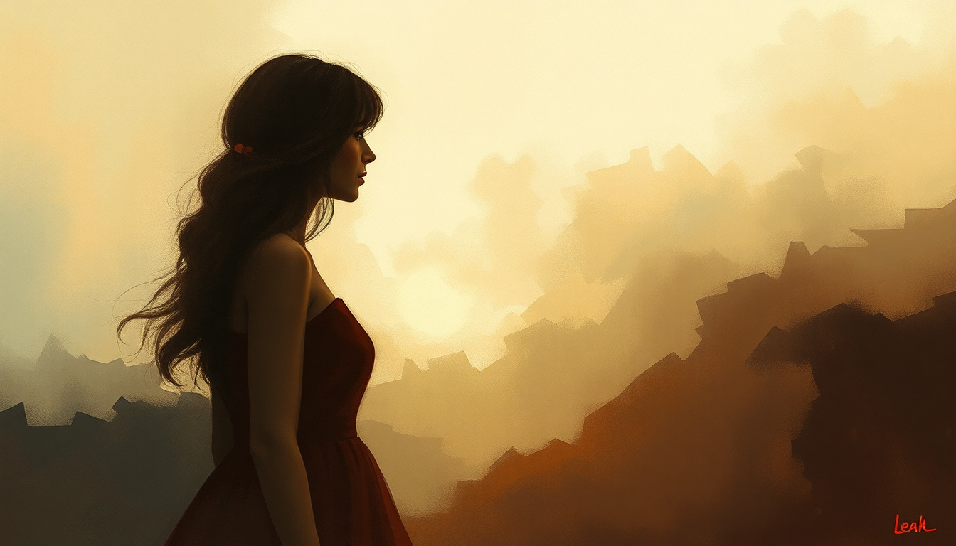Fan-driven abstract illustration evoking the emotional arc of Leah by Roy Orbison