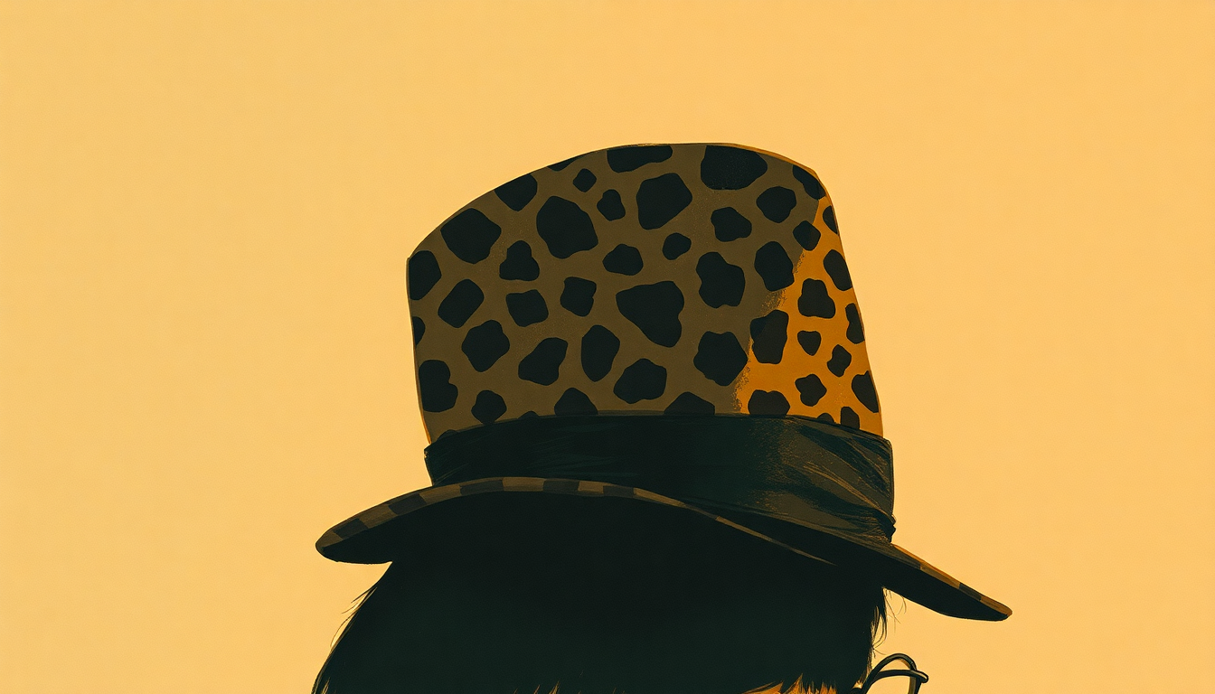 Fan-driven abstract illustration evoking the emotional arc of Leopard-Skin Pill-Box Hat by Bob Dylan