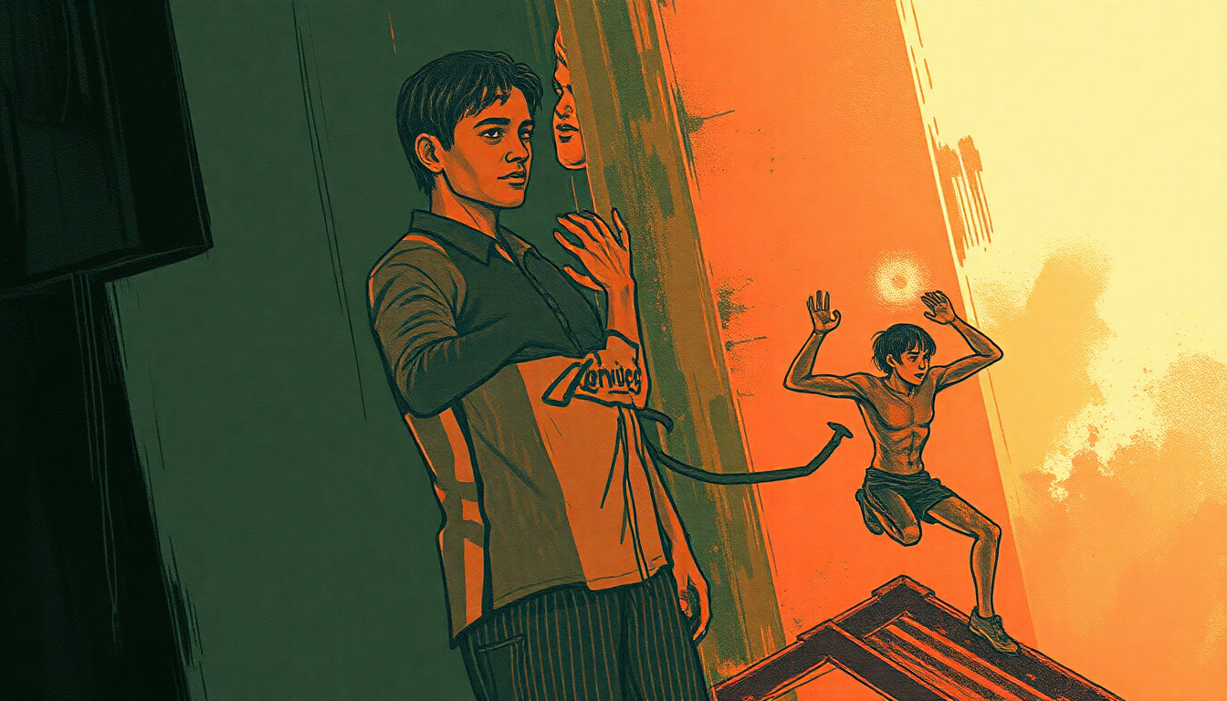 Fan-driven abstract illustration evoking the emotional arc of Let Me Go by Rancid