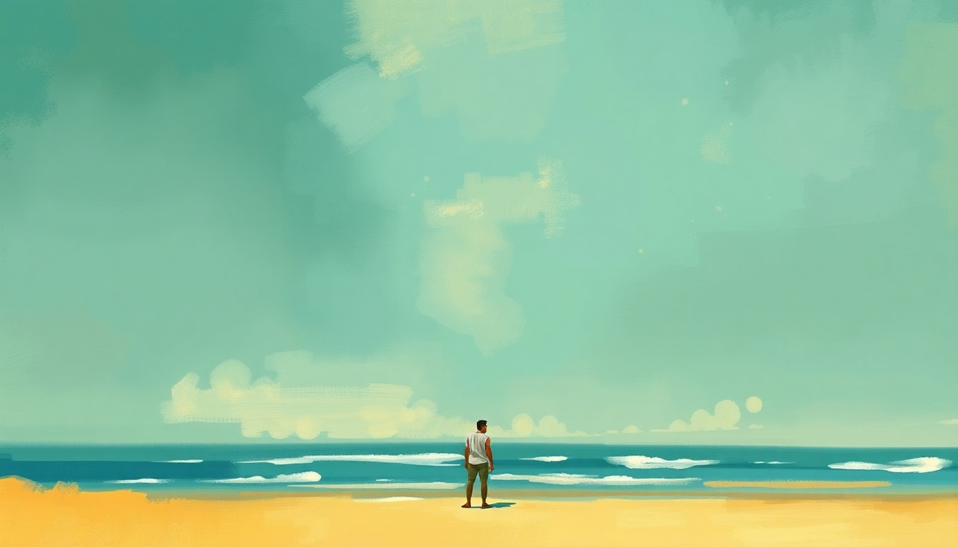 Fan-driven abstract illustration evoking the emotional arc of Let's Go Away for Awhile by The Beach Boys