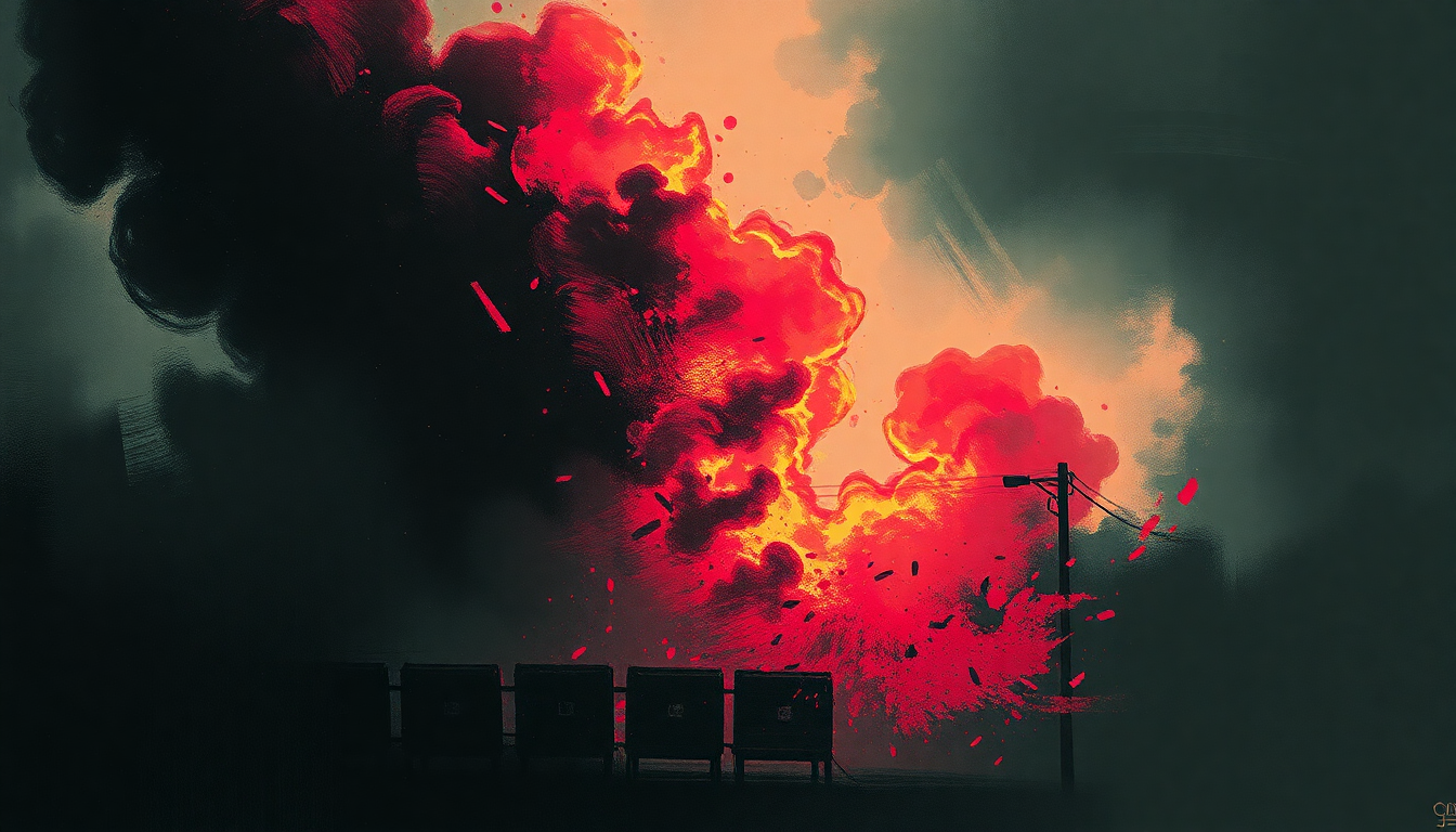 Fan-driven abstract illustration evoking the emotional arc of Letter Bomb by Circle Jerks