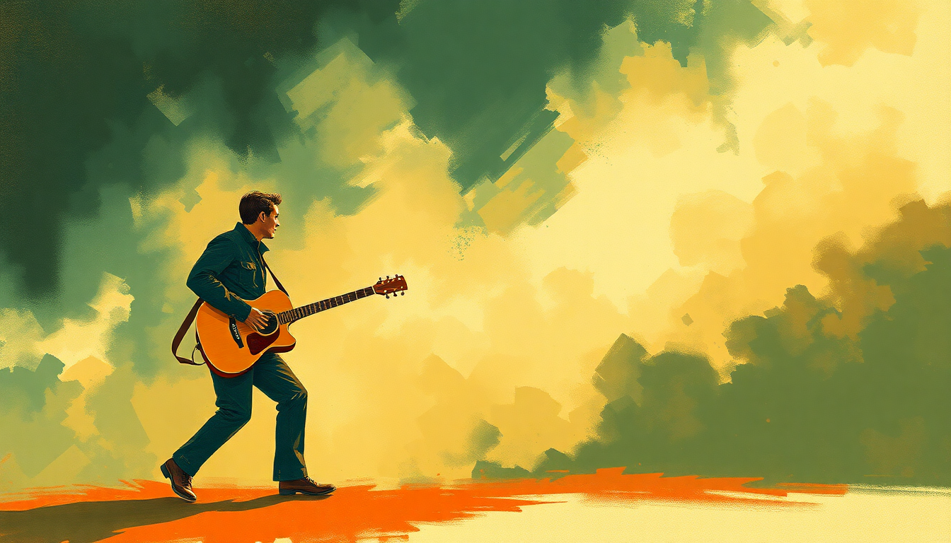 Fan-driven abstract illustration evoking the emotional arc of Lewis Boogie by Jerry Lee Lewis