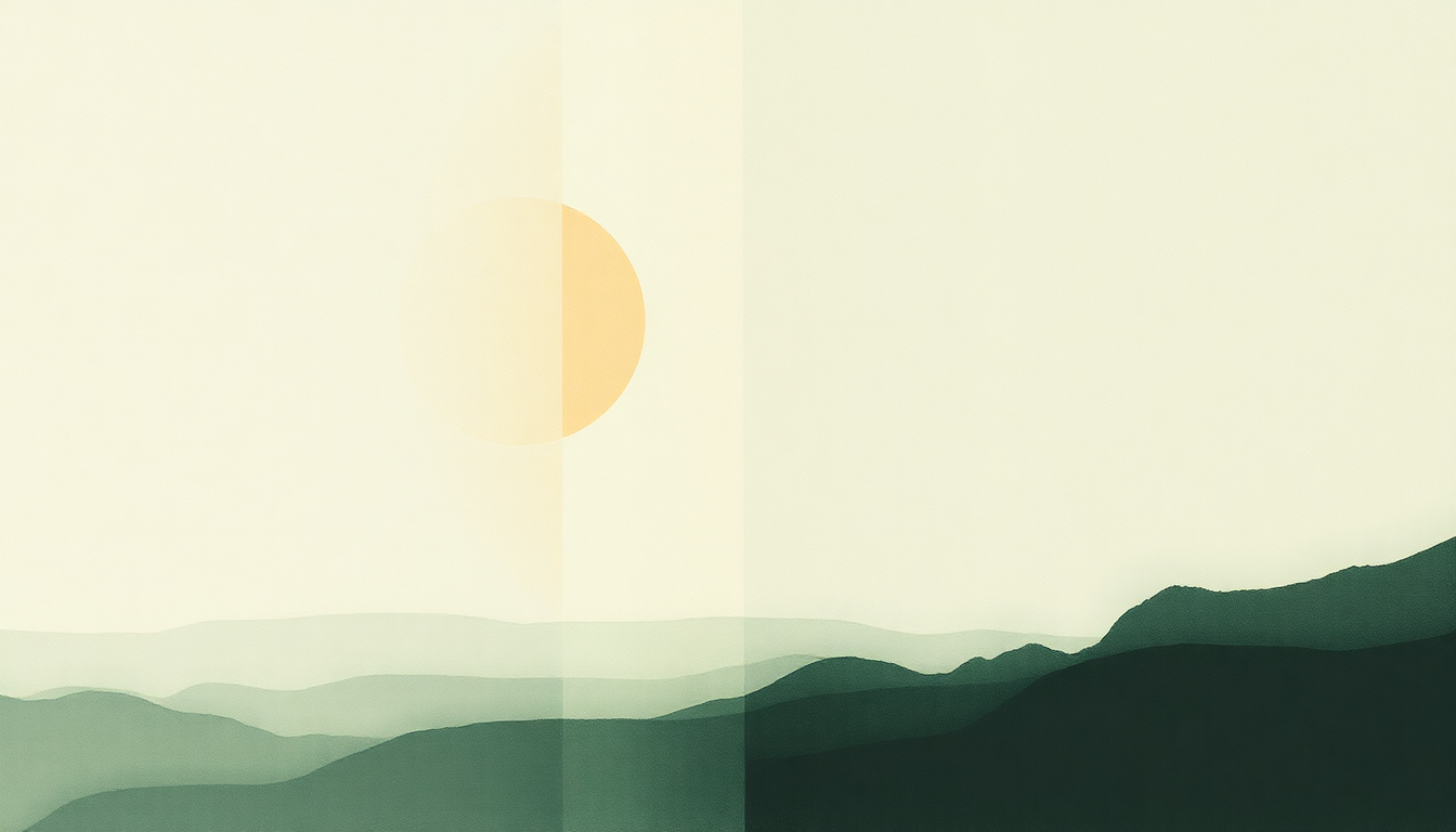 Fan-driven abstract illustration evoking the emotional arc of Life Work by Ryuichi Sakamoto