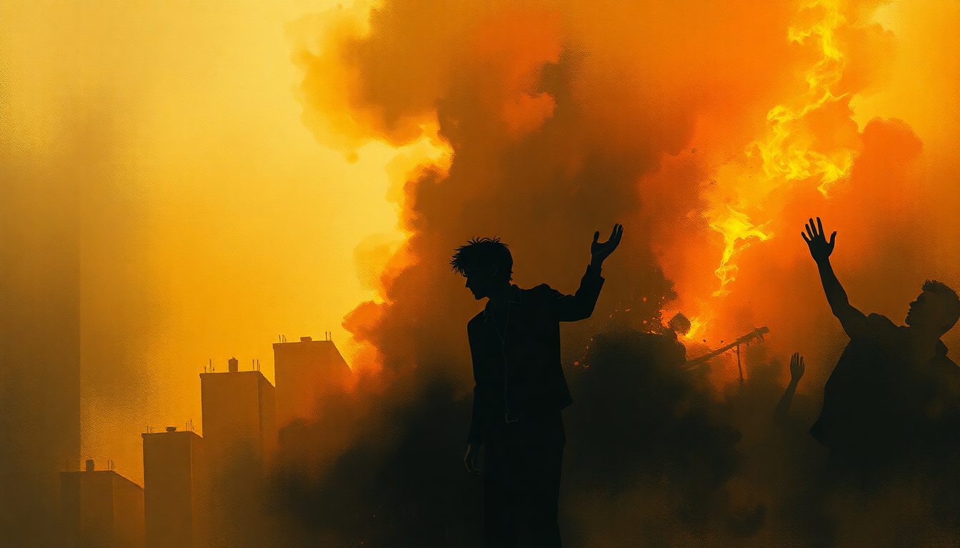 Fan-driven abstract illustration evoking the emotional arc of Light My Fire by The Doors