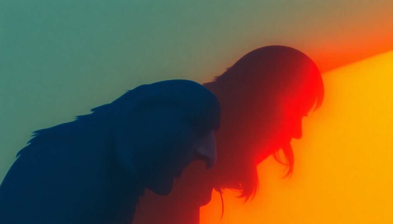 Fan-driven abstract illustration evoking the emotional arc of Like Cockatoos by The Cure