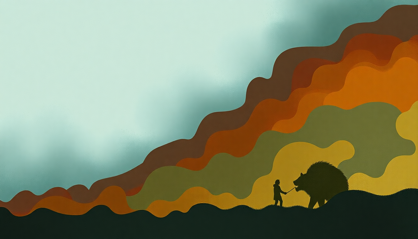 Fan-driven abstract illustration evoking the emotional arc of Lionsong by Björk