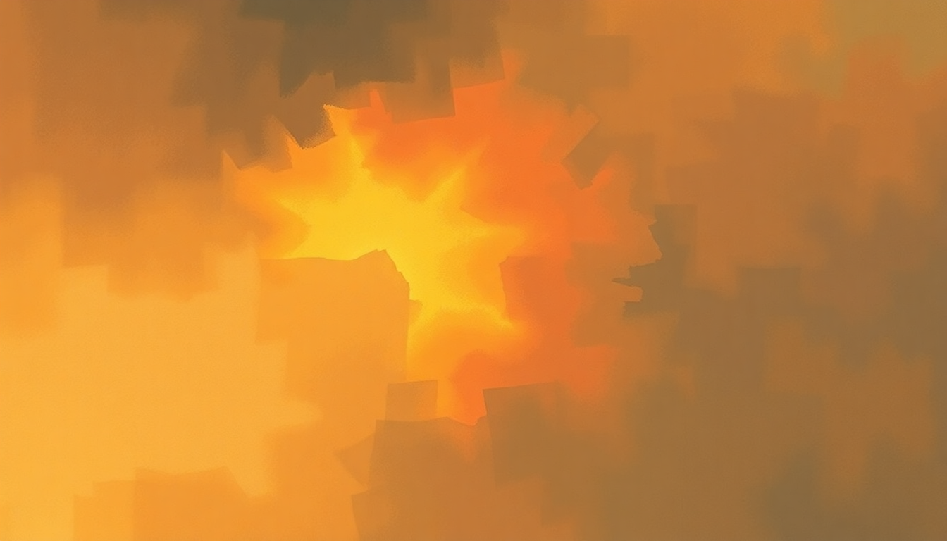 Fan-driven abstract illustration evoking the emotional arc of Listen to the Lion by Van Morrison
