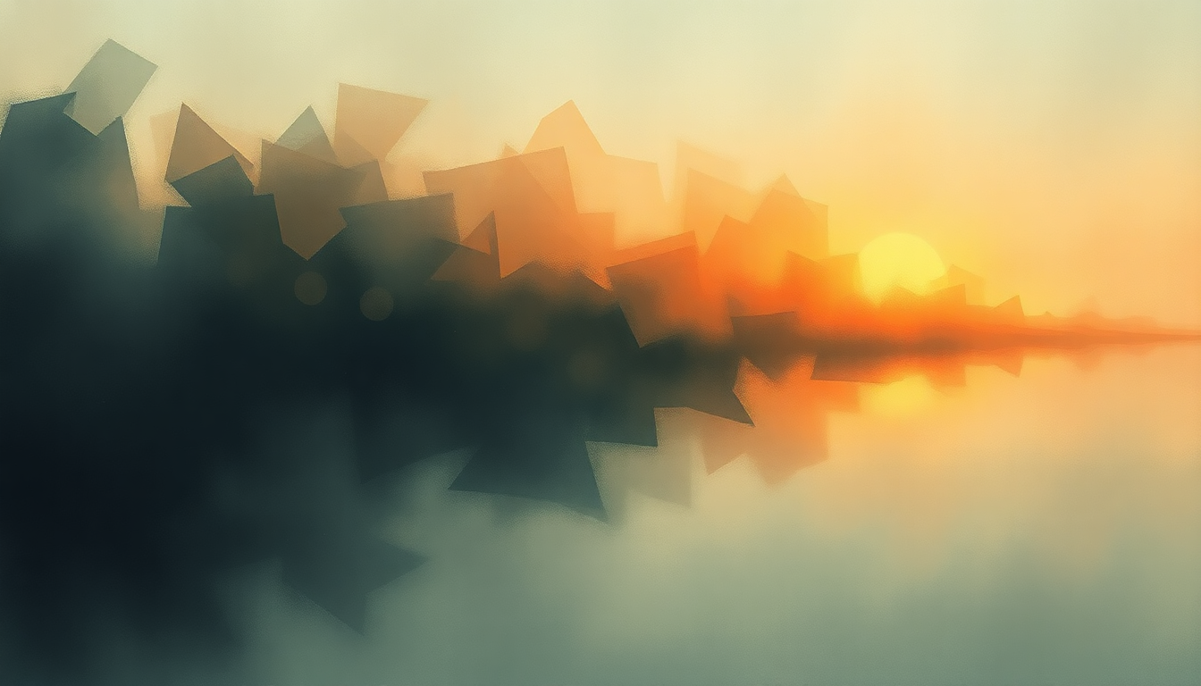 Fan-driven abstract illustration evoking the emotional arc of Lohengrin Prelude by Richard Wagner
