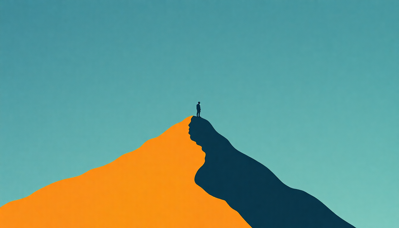 Fan-driven abstract illustration evoking the emotional arc of Lonely at the Top by Randy Newman