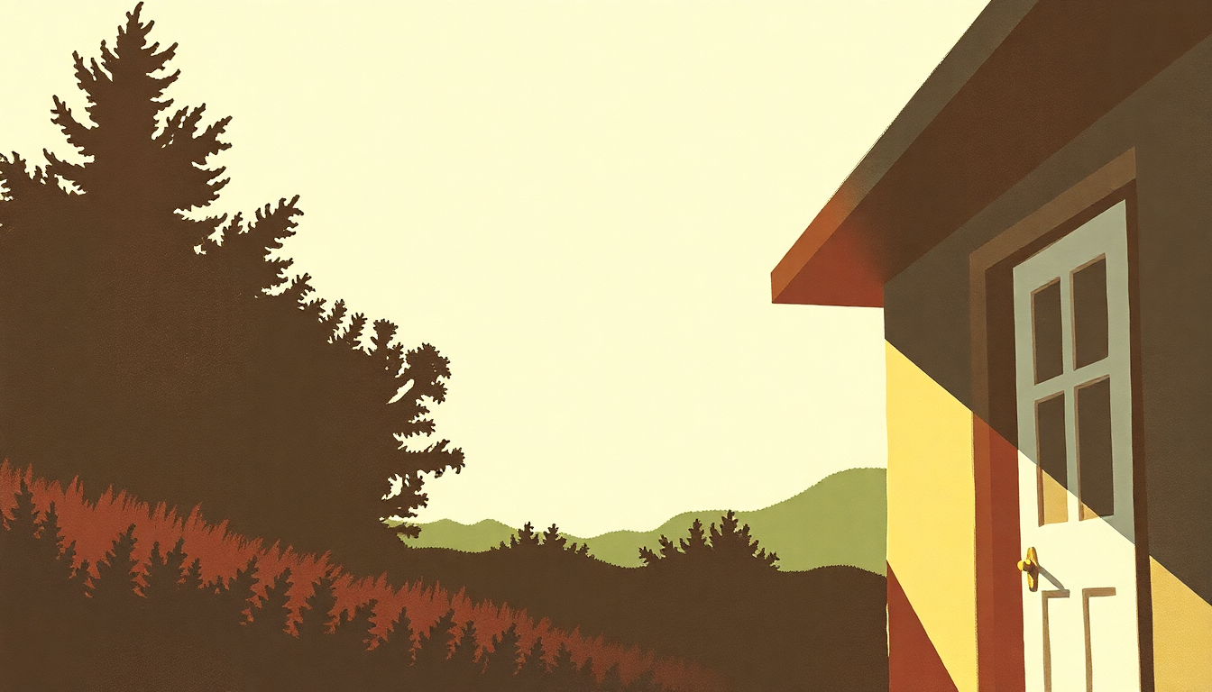 Fan-driven abstract illustration evoking the emotional arc of Lookin Out My Back Door by Creedence Clearwater Revival