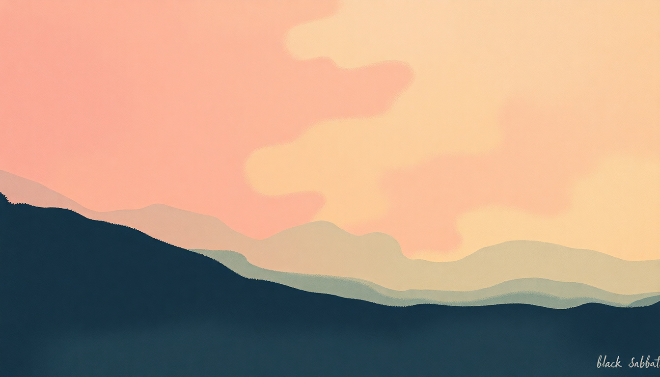 Fan-driven abstract illustration evoking the emotional arc of Looking for Today by Black Sabbath