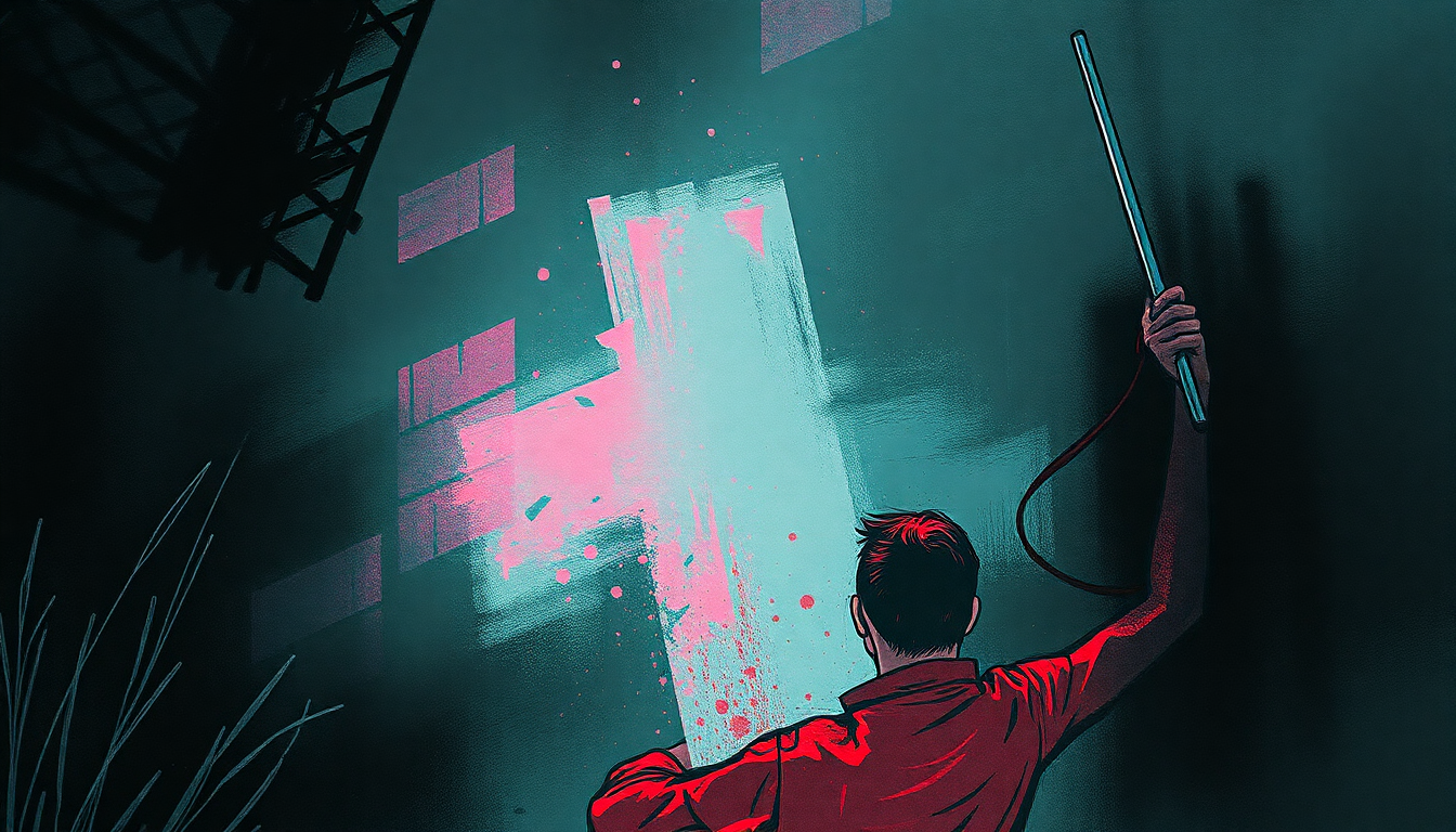 Fan-driven abstract illustration evoking the emotional arc of Loose Nut by Black Flag