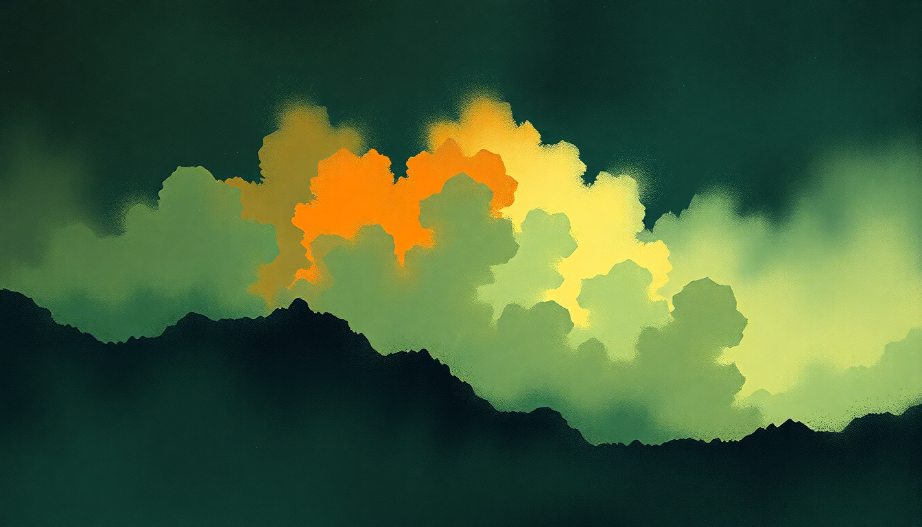 Fan-driven abstract illustration evoking the emotional arc of Los Endos by Genesis
