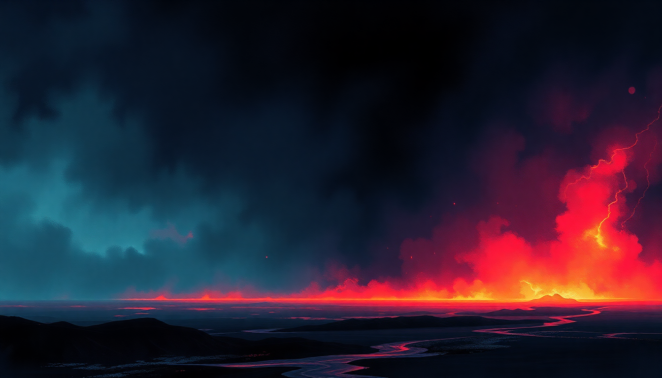 Fan-driven abstract illustration evoking the emotional arc of Losfer Words (Big 'Orra) by Iron Maiden