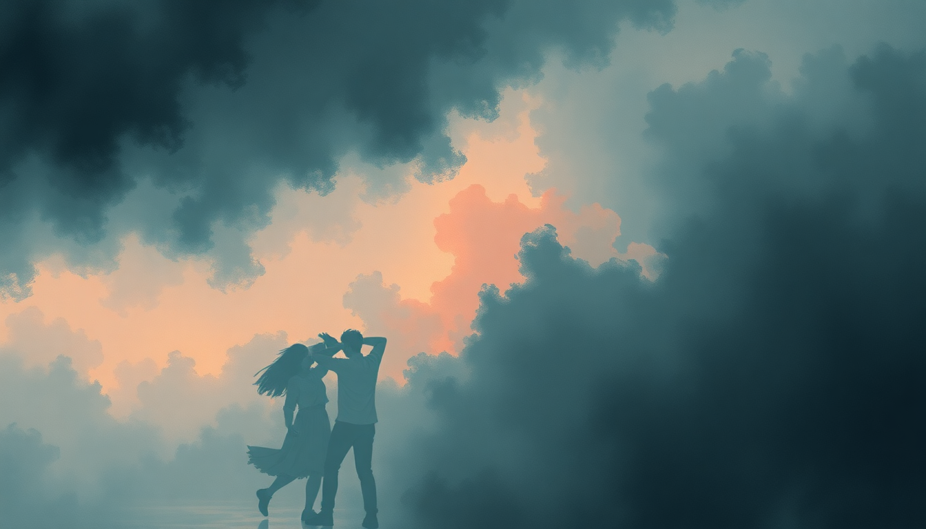 Fan-driven abstract illustration evoking the emotional arc of Louder than Bombs by BTS