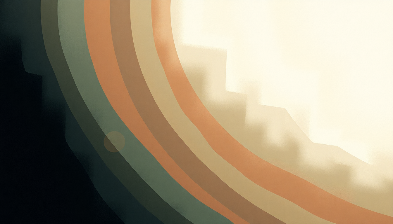 Fan-driven abstract illustration evoking the emotional arc of Love Is All by The Rapture