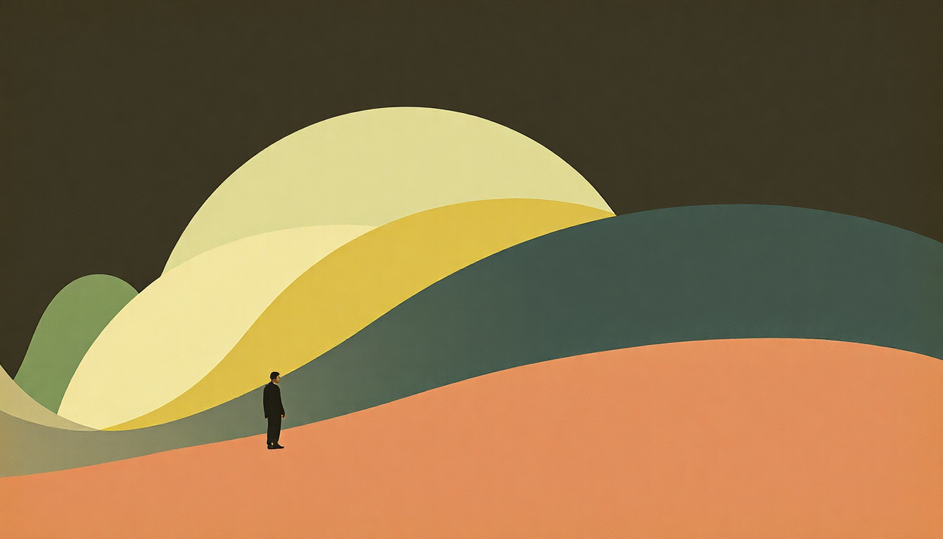 Fan-driven abstract illustration evoking the emotional arc of Lovesong of the Buzzard by Iron & Wine