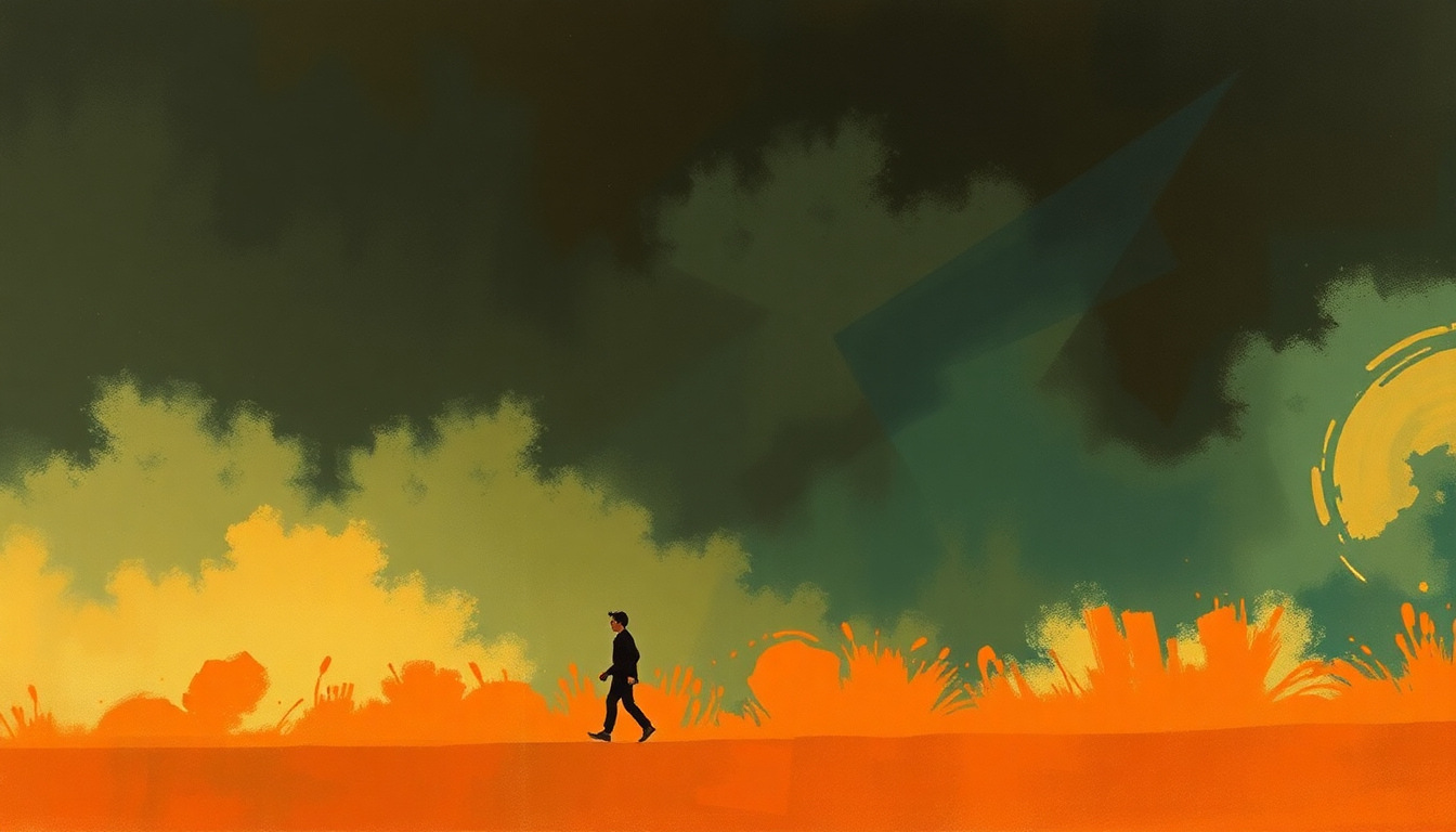 Fan-driven abstract illustration evoking the emotional arc of Lucille by Little Richard