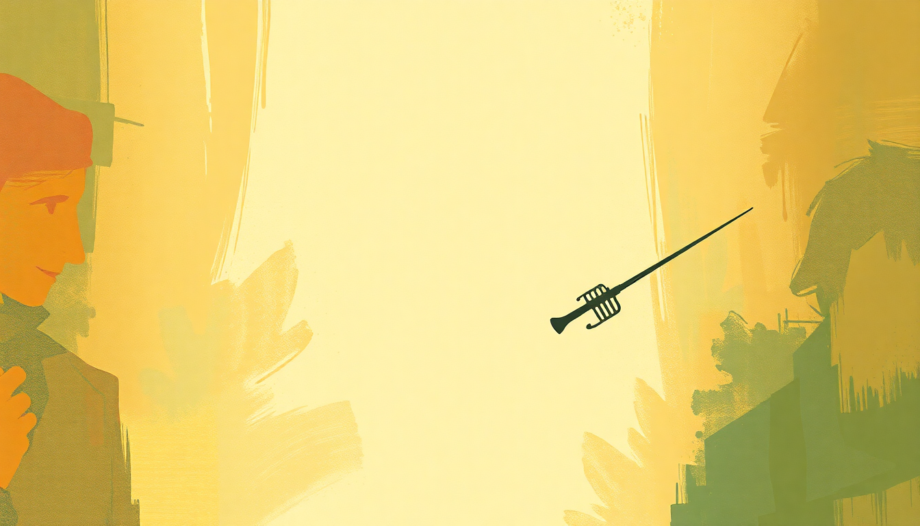 Fan-driven abstract illustration evoking the emotional arc of Mack the Knife by Louis Armstrong