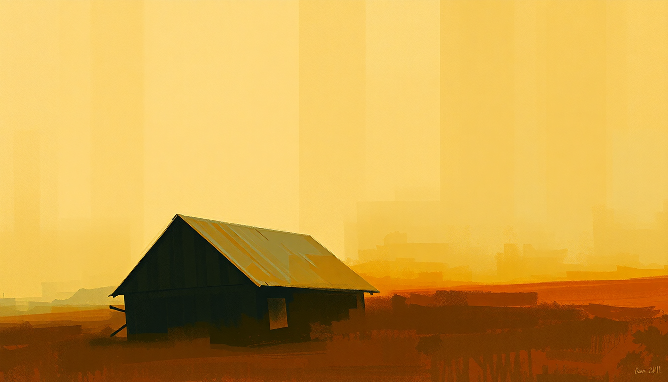 Fan-driven abstract illustration evoking the emotional arc of Maggie's Farm by Bob Dylan