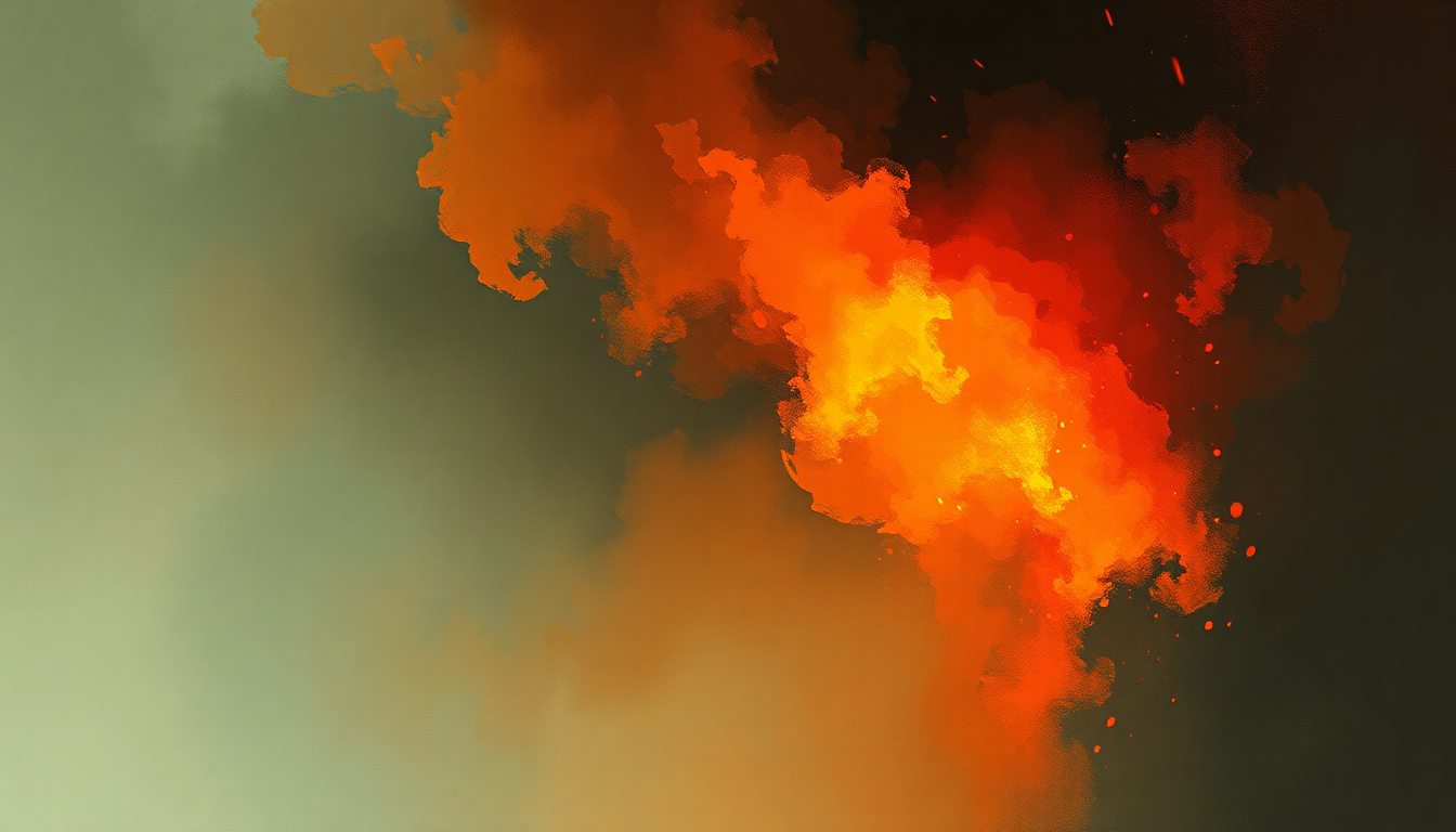 Fan-driven abstract illustration evoking the emotional arc of Magic Fire Music by Wagner