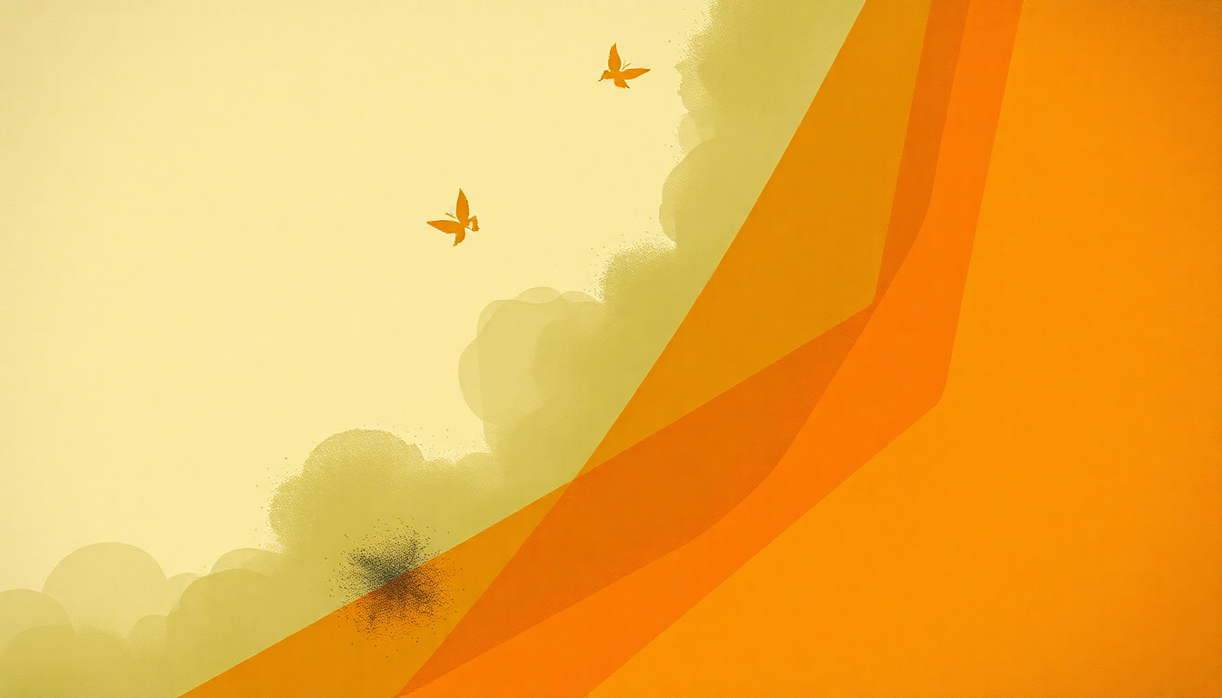 Fan-driven abstract illustration evoking the emotional arc of Magic Flute Overture by Mozart