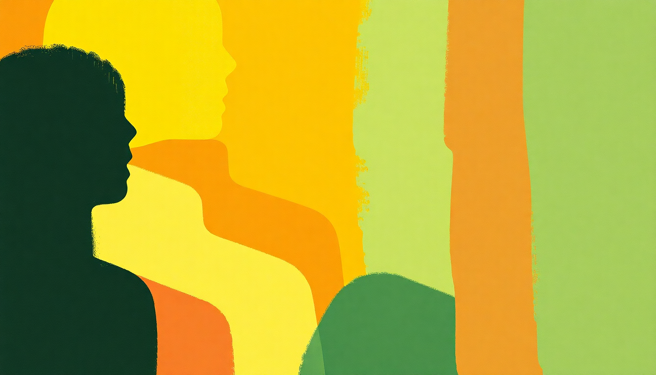 Fan-driven abstract illustration evoking the emotional arc of Makembe by Konono No 1