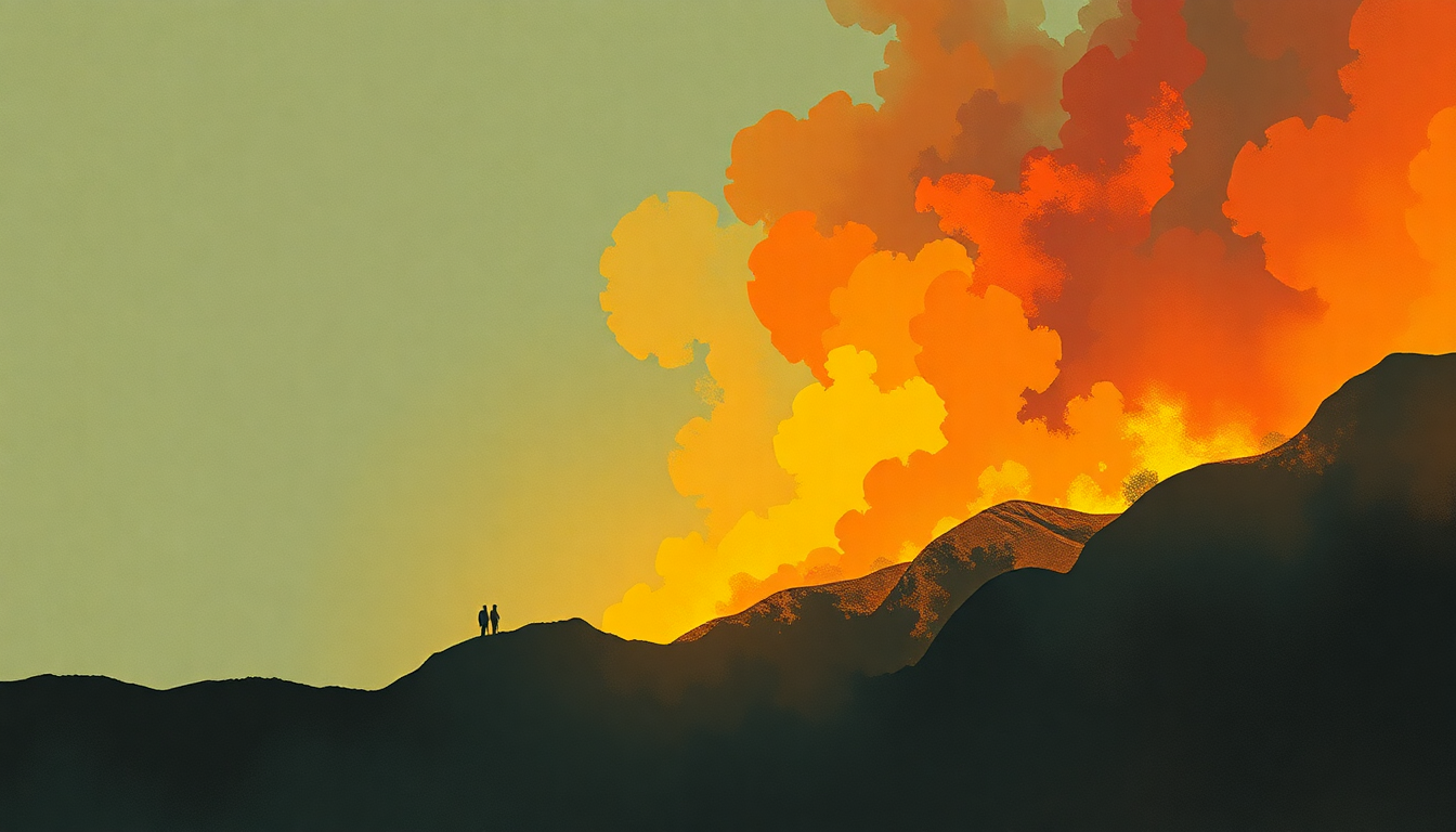 Fan-driven abstract illustration evoking the emotional arc of Making a Fire by Foo Fighters