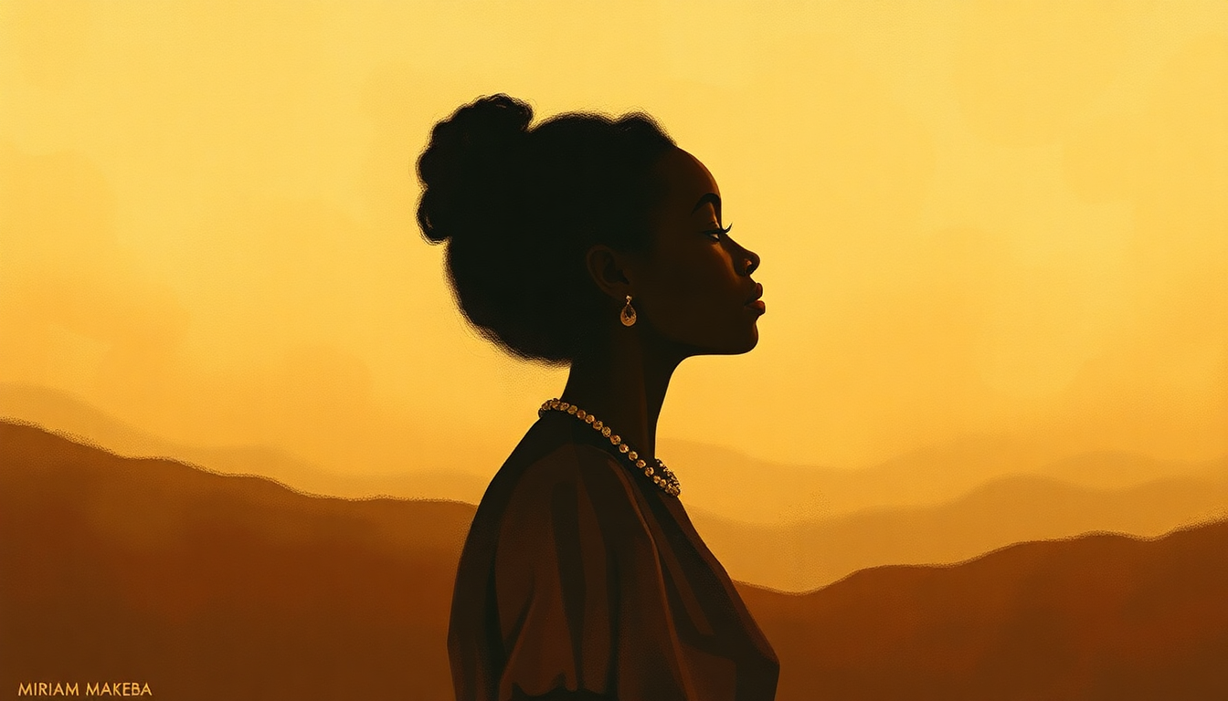 Fan-driven abstract illustration evoking the emotional arc of Malaika by Miriam Makeba