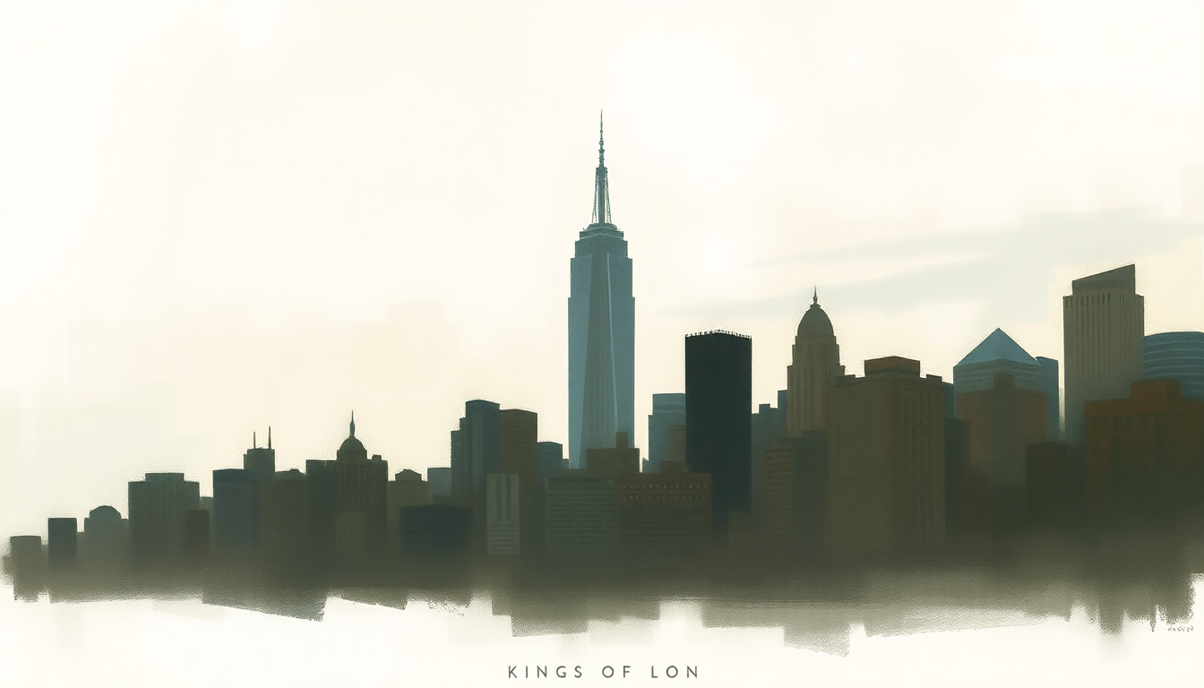 Fan-driven abstract illustration evoking the emotional arc of Manhattan by Kings of Leon