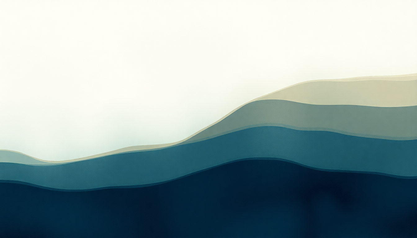 Fan-driven abstract illustration evoking the emotional arc of March into the Sea by Pelican