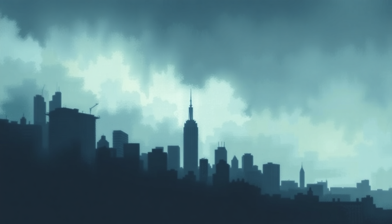 Fan-driven abstract illustration evoking the emotional arc of Marching Bands of Manhattan by Death Cab for Cutie